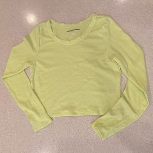 NEON GREEN WAFFLE PRINT CROP TOP